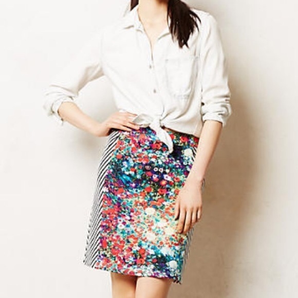 Anthropologie Dresses & Skirts - Anthaprologie Tabitha Meadow Floral Stripped Skirt